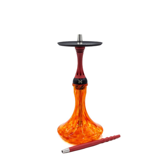 Red matte Alpha Hookah X Pipe on an orange Base