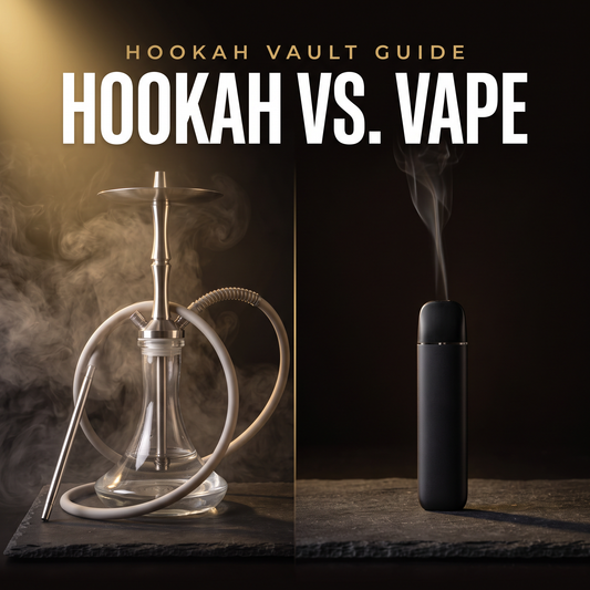 Hookah beside a vape device on slate — hookah vs vape comparison