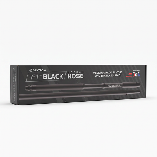 Fantasia F1 Black hookah hose box with silicone hose and steel handle