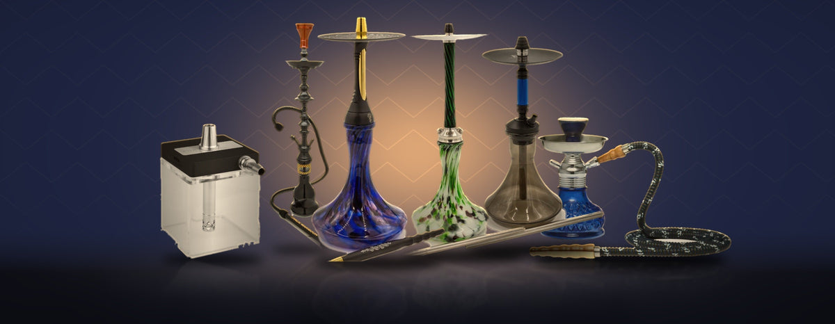 Hookahs from Alpha Hookah, Khalil Mamoon, DSH and more, plus portable travel hookahs