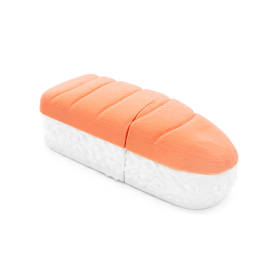 SKMT salmon sushi-shaped hookah foil poker closed on a white background