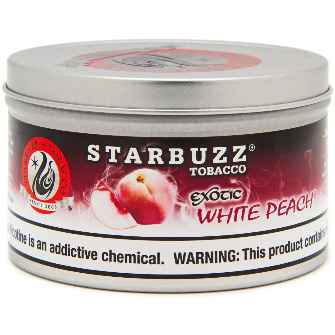 Starbuzz White Peach hookah tobacco — sweet, juicy ripe white peach flavor