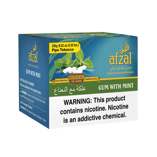 Afzal Gum with Mint 250g hookah tobacco box with mint leaves and chewing gum