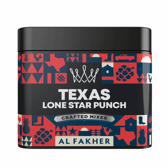 Al Fakher Texas Lone Star Punch Crafted Mixes 250g, red-navy label