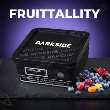 Darkside Core Fruittallity 200g hookah tobacco tin with wild blueberries and fruit chews