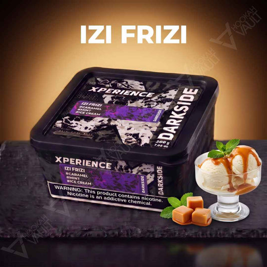 Darkside Xperience Izi Frizi 200g hookah tobacco tin with caramel ice cream and mint