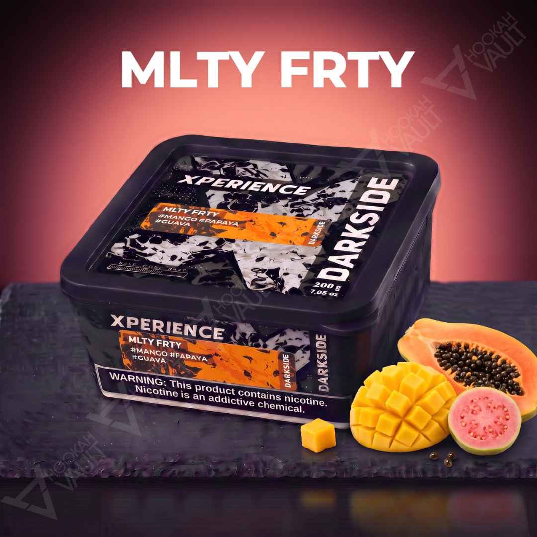 Darkside Xperience MLTY FRTY 200g hookah tobacco tin with mango, papaya and guava