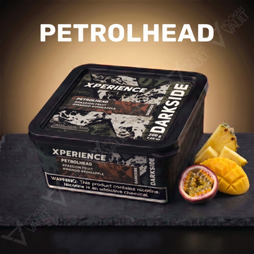 Darkside Xperience Petrolhead hookah tobacco package with mango lemonade, pineapple and passion fruit flavor